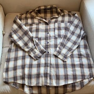 Boohoo oversized blue and brown flannel